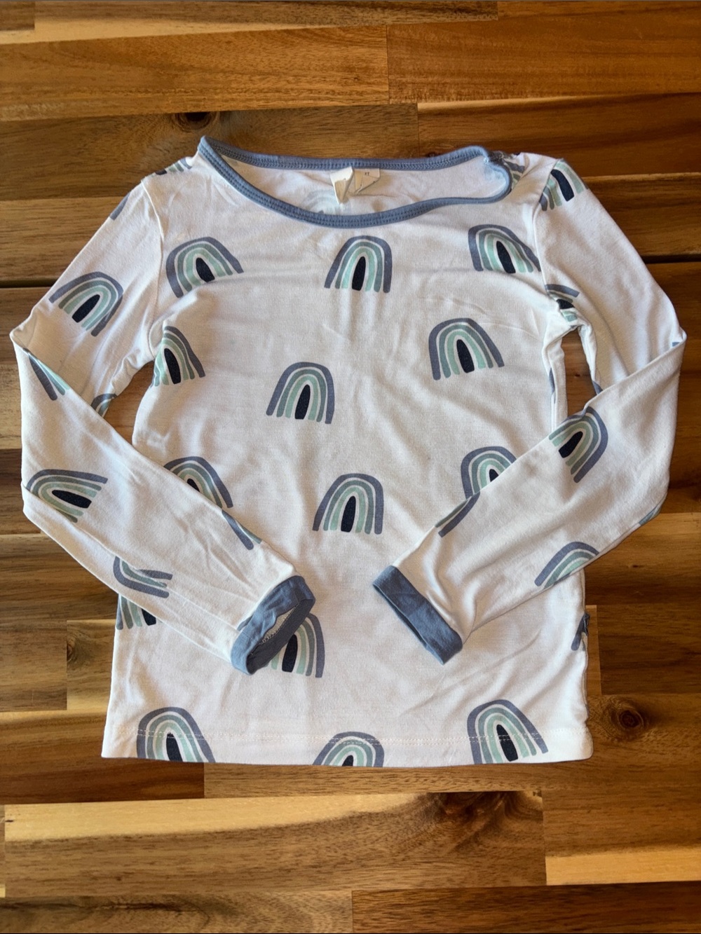 Kyte BABY Bamboo Long Sleeve Rainbow Print Top - White, Blue, Green